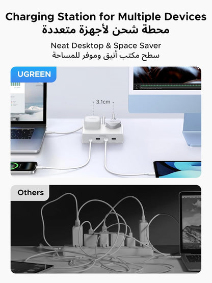 UGREEN 85170 Nexode 4 USB Ports Extension Cord, 2 AC 2990W Max Power Strip, PD20W Extension Plug Compatible with iPhone 17, iPad, Laptop, electrical appliances, for Home/Office/Travel,(1.5M)