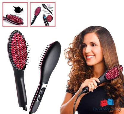 Sonashi 2-in-1 Ceramic Hair Straightener Brush with LCD Display for Easy Hair Styling & Care