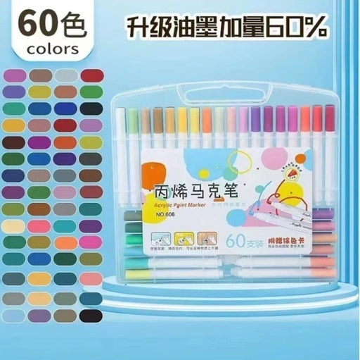 Magic Water Drawing Pens, 60-Pack Floating Doodle Pen Set, Easy Wipe-off Dry Ink, Washable Colors