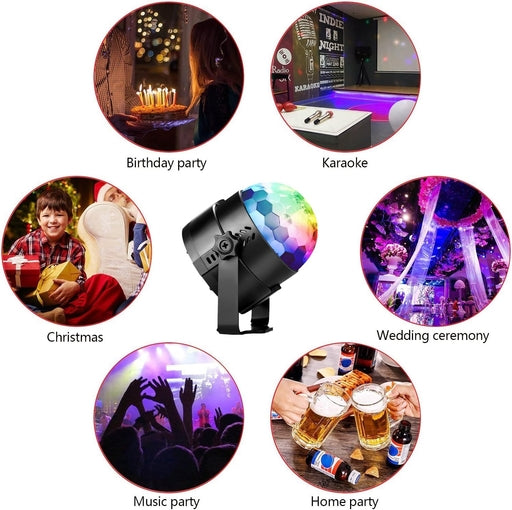 LED Sound Activated Party Lights Control DJ Lighting Disco Ball Strobe Club Lamp 7 Modes Stage Par