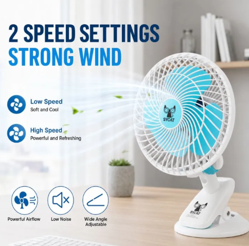 3 In 1 Electric Mini Clip Fan - 8 Inch