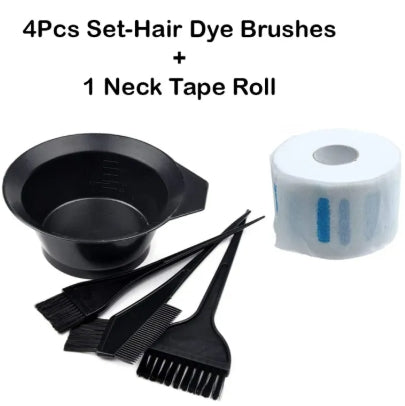 Set of 4 Hair Dye Brushes/Disposable Neck Tape for Hair Color, Hair Dye Comb for DIY Hair Dye Salon