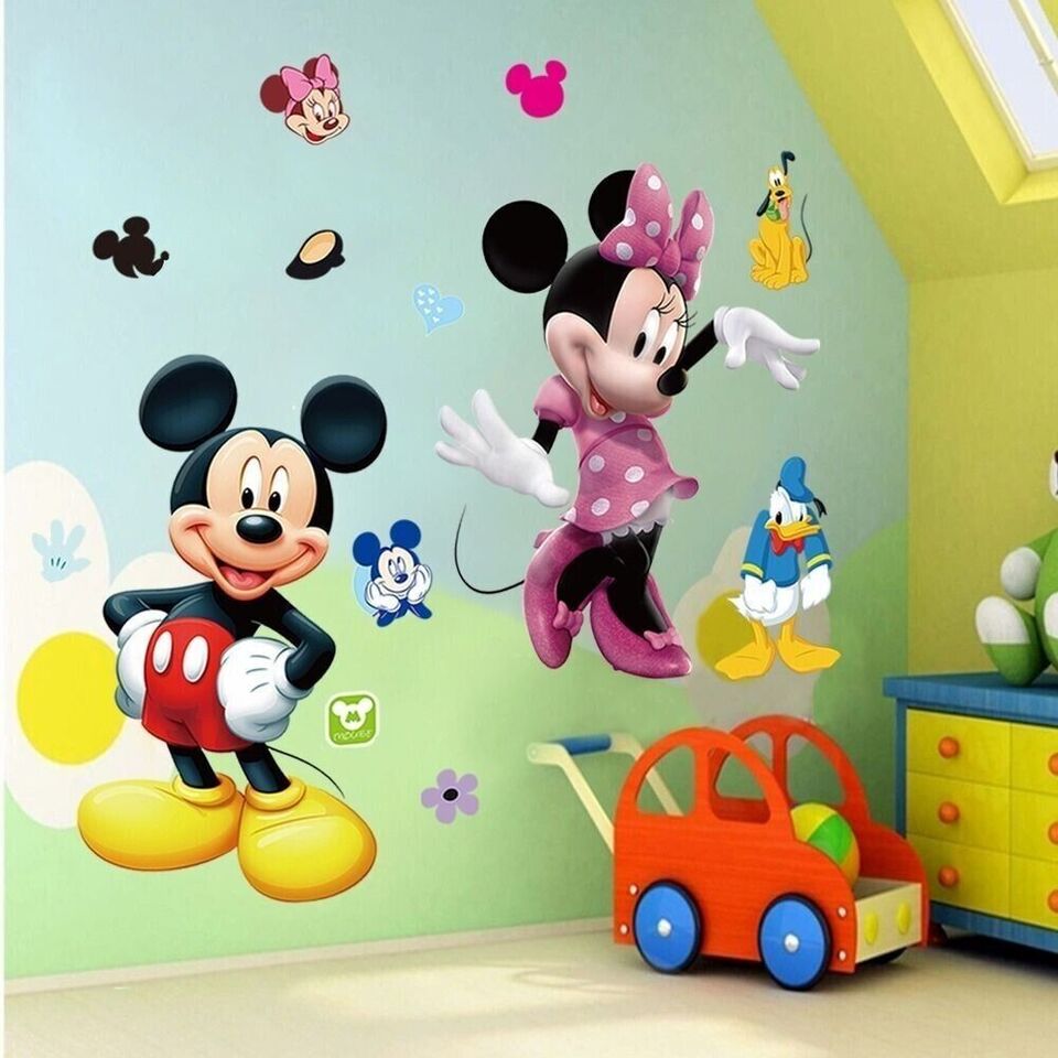 Mickey & Minnie Mickey Mouse Home Decoration star baby children cartoon bedroom room decor wall stickers removable kids nursery decal sticker Wall Decoration Stickers wall deco Mickey Balloon