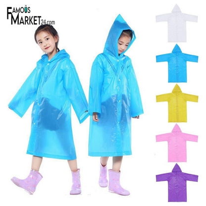 Kids Children Raincoat Rainsuit Long Hoodie Cover Waterproof Rain Poncho Raincoat