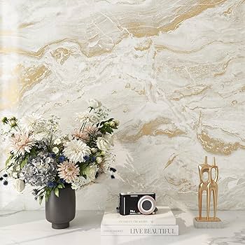 Gold Foil Marble Vinyl Sticker: Waterproof Peel & Stick Countertop Film for Cabinet & Kitchen