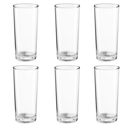 6 Pcs-Red Cherry Slim and Tall Cocktail Glasses Drinking Water Glasses Tumbler (Plain Design)-285ML