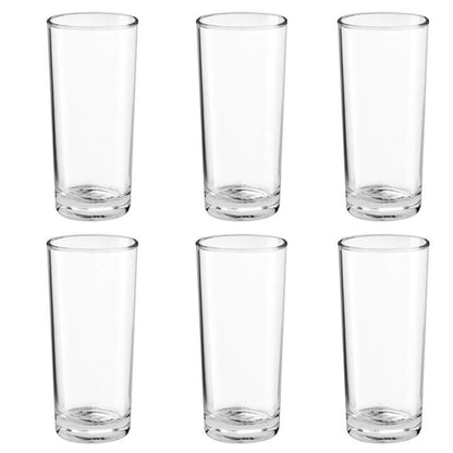 6 Pcs-Red Cherry Slim and Tall Cocktail Glasses Drinking Water Glasses Tumbler (Plain Design)-285ML