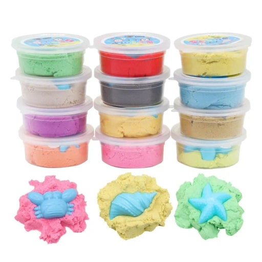 Sand Clay for Play Smooth Sand for Kids Moulds Inside 12Pcs in 1 Set