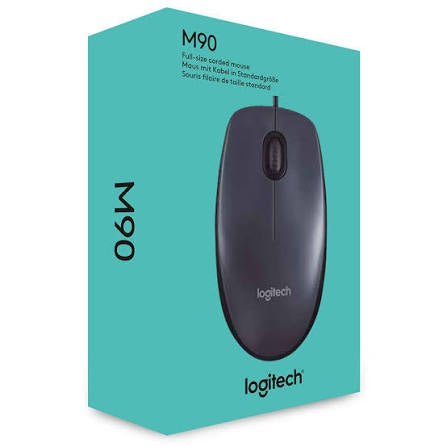 Logitech M90 USB Optical Mouse 800 DPI Ambidextrous Design for Left & Right Handers