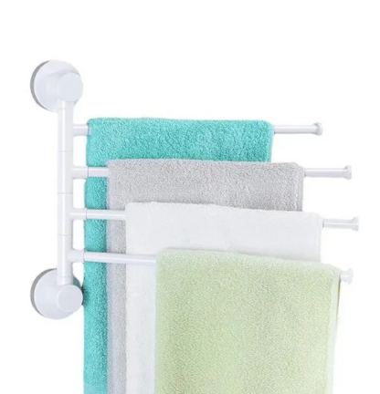 Stainless Steel Suction Cup Mounted Organizer Towel Rack 4 Bars Bathroom Towel Hanging Holder