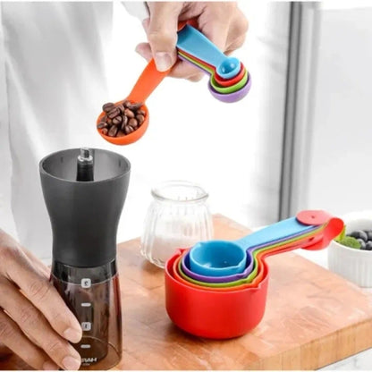 Measuring Cups and Spoons Set, 10 Piece Plastic Stackable for Measuring Dry and Liquid Ingredients