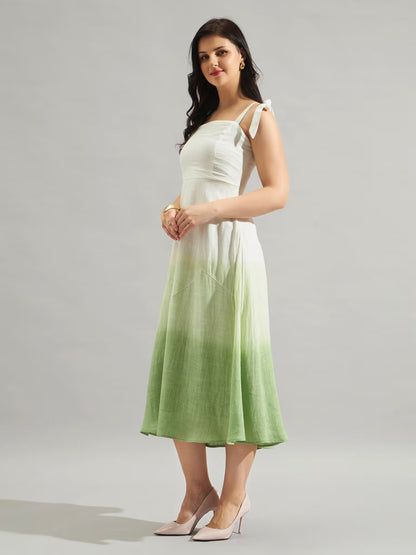 Tie and Dye Dyed a-Line Midi Dress