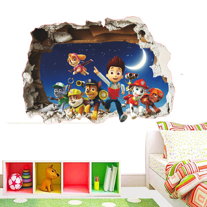 PAW Boy Patrol Wall Sticker Cartoon 3D Effect Decorative Wall Decal Home Decor Gifts for Kids Rooms Nursery room wall decoration children toys kids stickers
