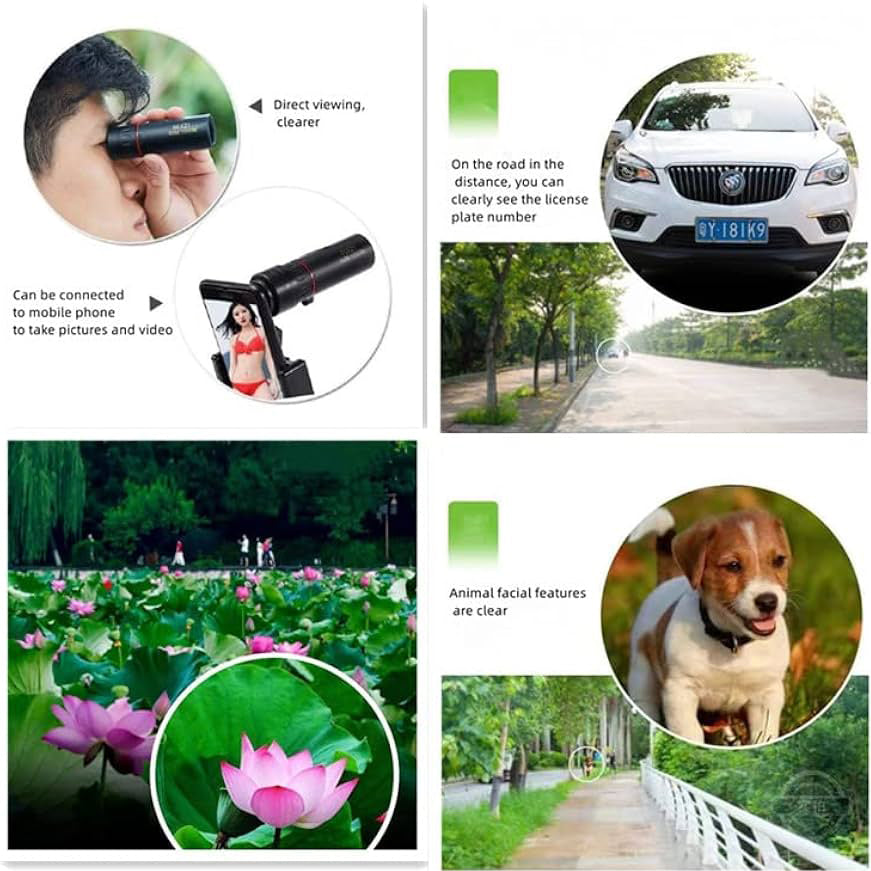 Mobile Phone Zoom Lenses Pocket Monocular Telescope for Adults, 30 x 25 HD, Waterproof, Portable Mini Monocular Telescope for Bird watching Sporting Events Hiking Camping Sightseeing 2000 X 25