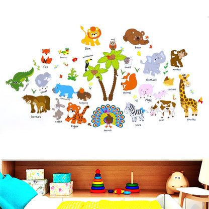 2 in1 Combo 2D Wall Sticker Wall Sticker Home Decoration animals tree bridge baby children bedroom room decor wall stickers removable kids nursery decal Mirror Dear Wall Decoration Stickers DINOSAURS