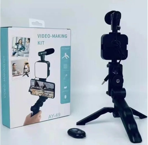 Video Making Vlog Tripod Kit AY-49 with Microphone and Light