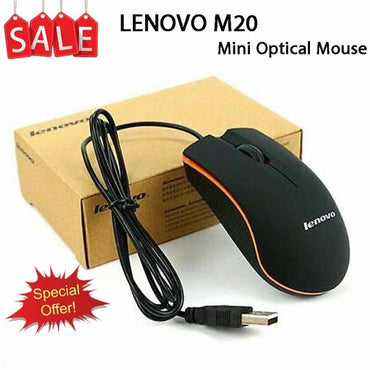 Lenovo M20 USB Optical Wired Mouse Black Gaming Yoga Legion Scroll Wheel