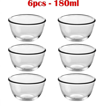 Classic Transparent Glass Bowl for Mixing /Serving-Sauce,Soup, Snacks, Fruits (3 Sizes- 405Ml,180ml)
