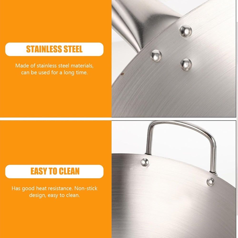 Stainless Steel Wok Pan රයිස් තාච්චි (26/30/32/34/36/38/40Cm)
