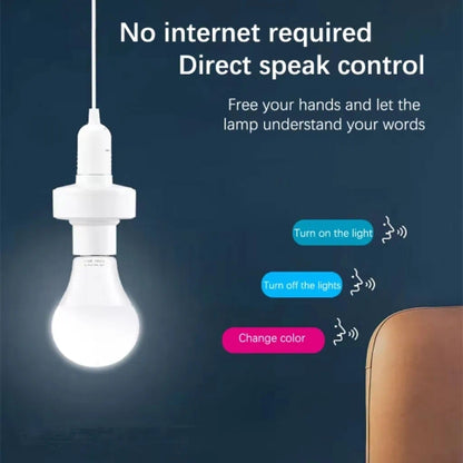Smart Voice Command Light Socket, E26/E27 Led Light Adapter, No Need WiFi, No Need Remote Control