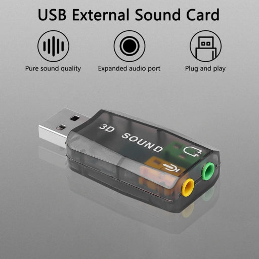 USB 2.0 Sound Card 3D Virtual 5.1 Channel USB Audio Adapter for Desktop Laptop Notebook Computer