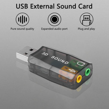 USB 2.0 Sound Card 3D Virtual 5.1 Channel USB Audio Adapter for Desktop Laptop Notebook Computer