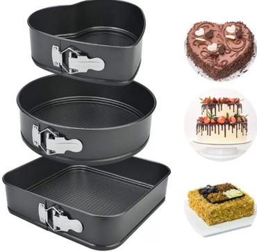 3 Shapes Non Stick Cake Tray Set