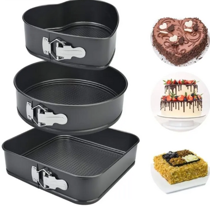 3 Shapes Non Stick Cake Tray Set