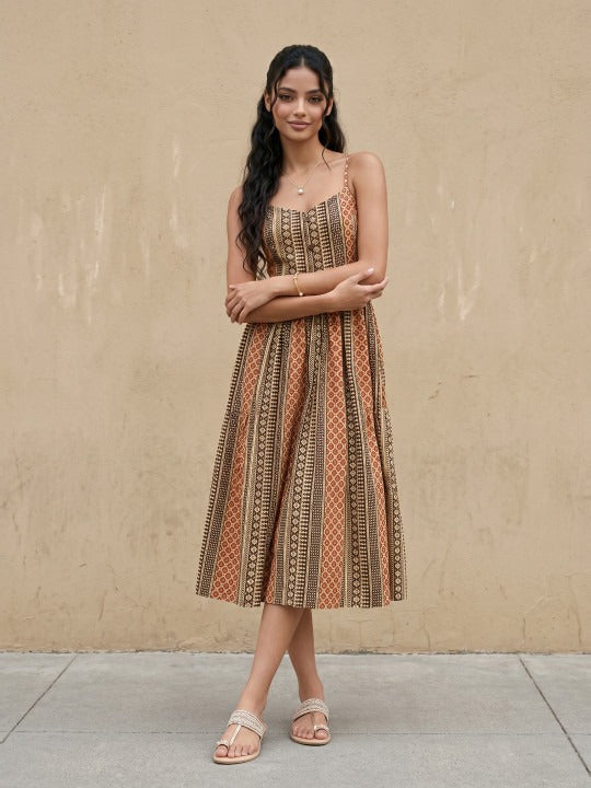 Ethnic Motifs Print a-Line Midi Dress