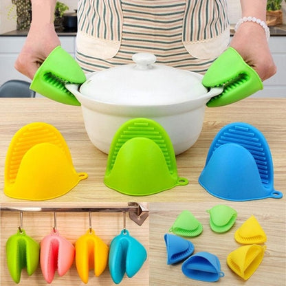 2 Pcs Silicone Oven Mitt Pot Holder Glove Grip Pinch Grip Heat Resistant Kitchen Tool