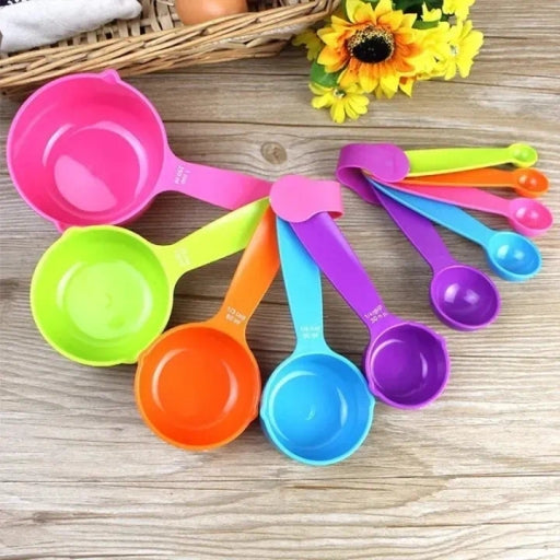 Measuring Cups and Spoons Set, 10 Piece Plastic Stackable for Measuring Dry and Liquid Ingredients