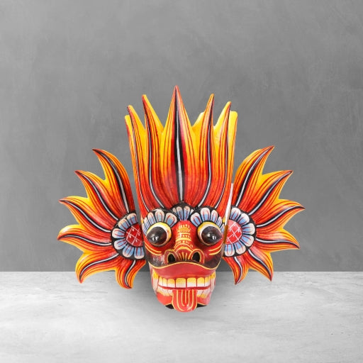 Traditional Sri Lankan Gini Raksha Handcrafted Wooden Mask Model 2