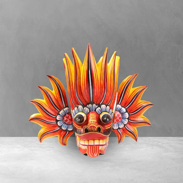 Traditional Sri Lankan Gini Raksha Handcrafted Wooden Mask Model 2