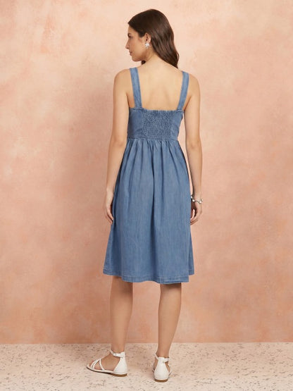 Pure Cotton Smocked Fit & Flare Dress