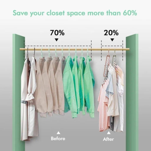 5Pcs Magic Wardrobe Space Saver Folding Hangers Anti-Slip Clothes Hanger Set