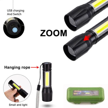 Rechargeable Mini LED Flashlight, USB, High Powerful Flashlight Water Resistant,Mini Torch