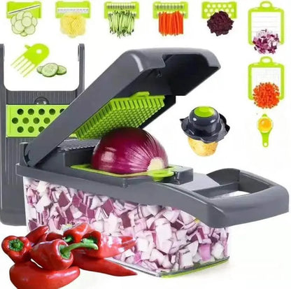 14-In-1 Multifunctional Vegetable Slicer & Cutter: Premium 8-Blade Onion Chopper & Food Dicer