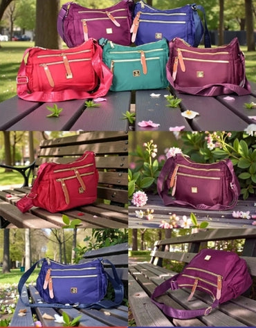 Jielishi Multi-Zip Nylon Crossbody Bag