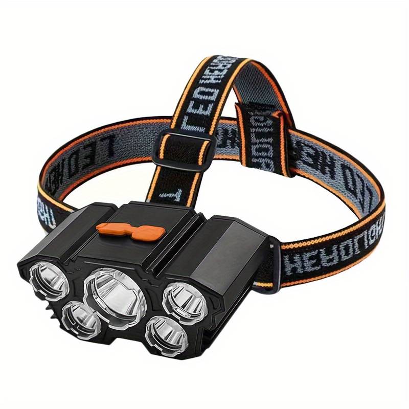 T21 5LED with Built-in 18650 Battery USB Rechargeable Portable Flashlight Lantern Headlamp
