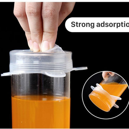 6 Pcs Silicone Lids, Reusable, Super Stretch Silicone Lids, Best Durable Kitchen Baking Tool And Coolest Cooking Gadget