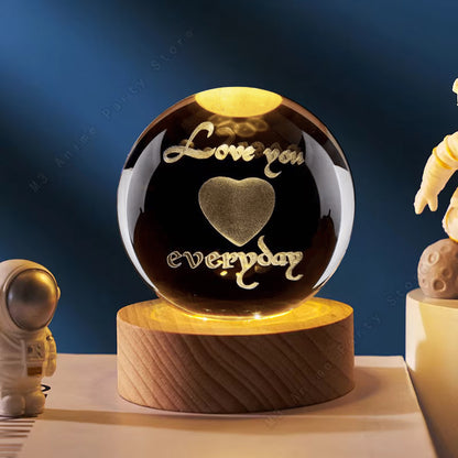 USB Night Light LED Crystal Ball 3D Moon Planet Galaxy Decor for Home Table Lamp Table Lamp Party Toys for Kids Adult Xmas Gifts Crystal Ball Night Light LED Galaxy Children Night Lamp For Bedroom Ambient Light Creative Gift Night Light USB Led Light