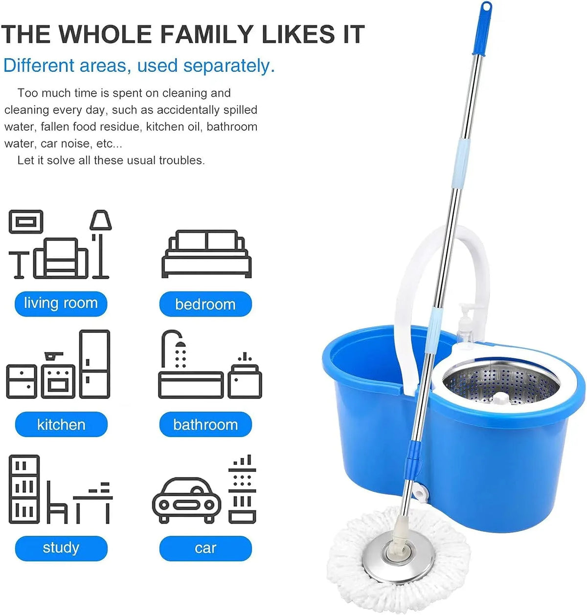 New Magic Mop | 360 Rolling Magic Floor Spin Mop | Bucket Stainless Steel SMT