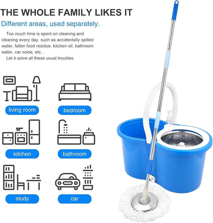 New Magic Mop | 360 Rolling Magic Floor Spin Mop | Bucket Stainless Steel SMT