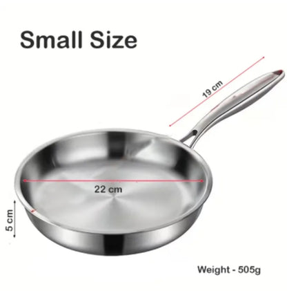 Gas Stove and Induction Suitable Flat Bottom Stainless Steel Bright Surface Frying Pan (1Ps /3Pcs)