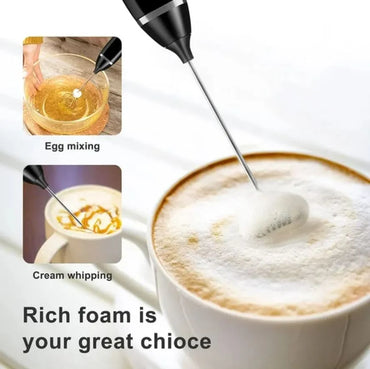 Eimeli Rechargeable Electric Milk Frother: Double Whisk Coffee Drink Mixer & Foam Maker