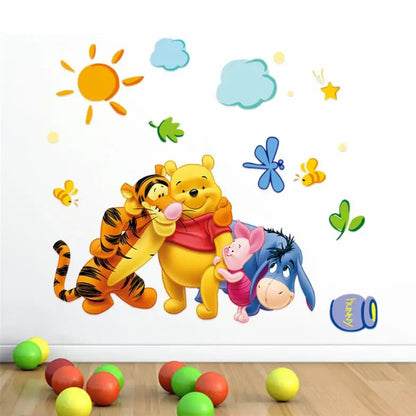 Winnie The Pooh With Friends Wall Stickers For Kids Room Home Decoration Cartoon Bear Pig baby children cartoon bedroom room decor wall stickers removable kids nursery decal sticker Wall Decoration Stickers wall deco