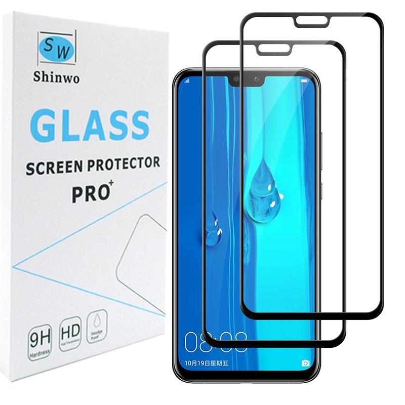 2 PACK For Huawei Y9 (2019) 9H Tempered Glass Full Screen Glue Cover Screen Protector Black for Huawei Y9 2019 Smartphone