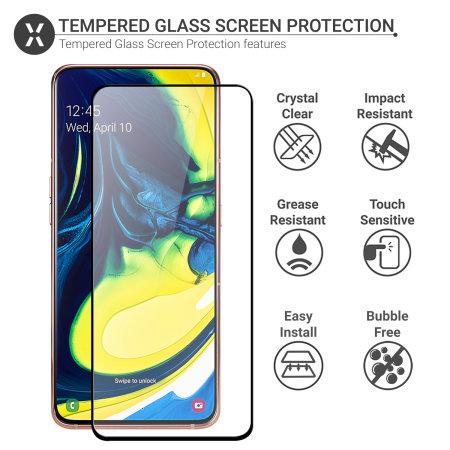 Galaxy A80 / A90 Tempered Glass Full-Coverage Full Glue Screen Protector Black Line