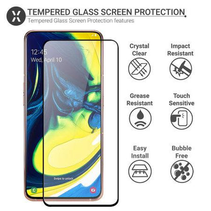 Galaxy A80 / A90 Tempered Glass Full-Coverage Full Glue Screen Protector Black Line