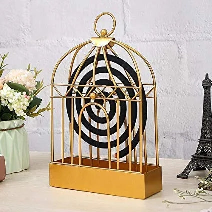 Home Delivered Mosquito Coil Holder Incense Burner with Retro Birdcage Design.